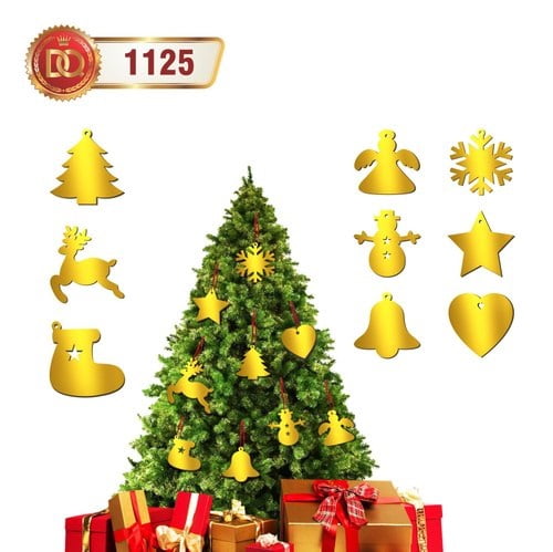 Golden Merry Christmas Tree Decoration Acrylic Hanging - EKPS0002