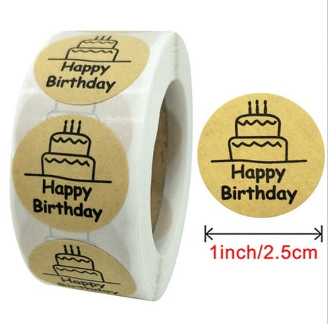 Kraft Paper Happy Birthday Sticker - EKPS0014