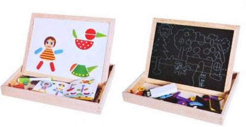 Extrokids Wooden and Magnetic 2 in 1 Double-sided Learning, Writing & Drawing and Portable  Board For Babies - EKR0013A
