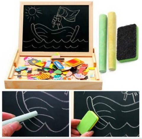 Extrokids Wooden and Magnetic 2 in 1 Double-sided Learning, Writing & Drawing and Portable  Board For Babies - EKR0013A