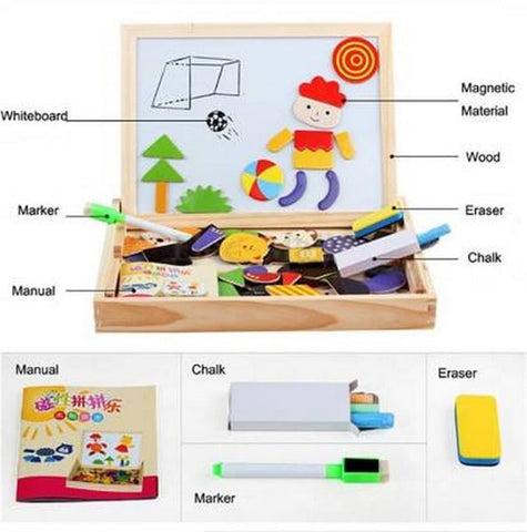 Extrokids Wooden and Magnetic 2 in 1 Double-sided Learning, Writing & Drawing and Portable  Board For Babies - EKR0013A