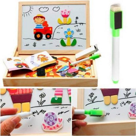 Extrokids Wooden and Magnetic 2 in 1 Double-sided Learning, Writing & Drawing and Portable  Board For Babies - EKR0013A