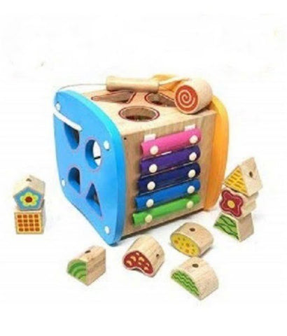 Extrokids Multi Coloured Wooden Different Multi Function Power Box Shapes Blocks Educational Toy Set for Kids - EKR0023