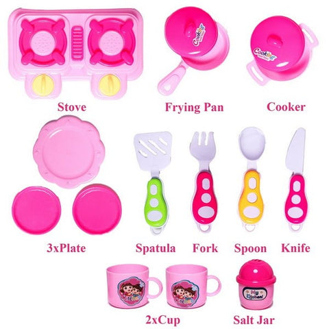 Extrokids Little Chef Cookware Pretend Play Kitchen Set Toy with Accessories For Kids (16 Pcs) - EKR0041