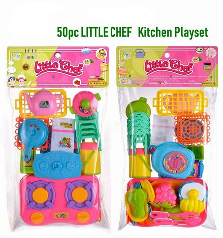 Extrokids Little Chef Cookware Pretend Kitchen Play Set Toy for Kids Accessories for Kids and Girls (50 Pcs) - EKR0042