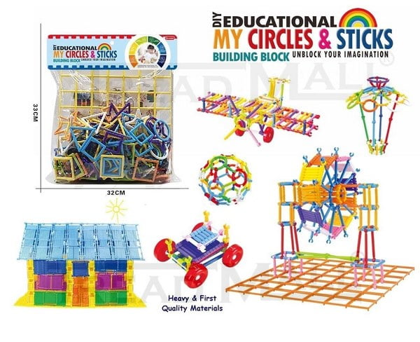 Extrokids Constructional Plastic Build StickBlock Games Smart Colorful Sticks with Different Shape Puzzle Connector - EKR0047