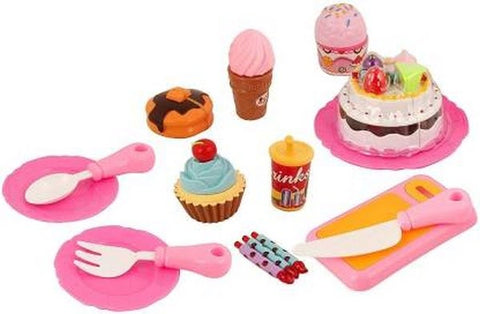 Extrokids Pretend Play Birthday Cake Toy Set with Dessert Ice Cream, Doughnut, Muffin - EKR0050