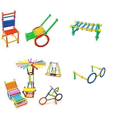 Extrokids Colourful Plastic Shape Educational Stick Assembly Blocks Game for Child - EKR0063