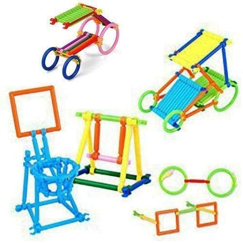 Extrokids Colourful Plastic Shape Educational Stick Assembly Blocks Game for Child - EKR0063