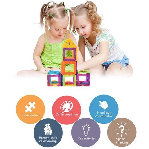 Extrokids Montessori Brain Development 52 PCS Mag Magical Magnetic Building Blocks 3D Magic Play Stacking Set - EKR0081