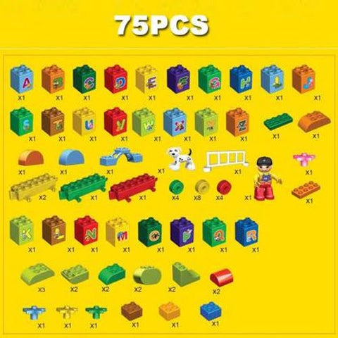 Extrokids Montessori Learning Alphabet Train Building Blocks Learning Letters,Words and Spelling Early Educational Block Game - EKR0101