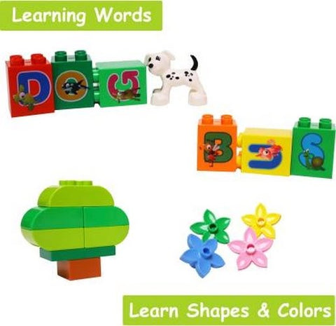 Extrokids Montessori Learning Alphabet Train Building Blocks Learning Letters,Words and Spelling Early Educational Block Game - EKR0101