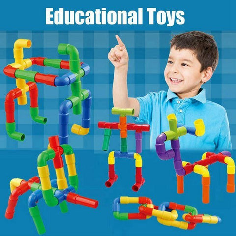 Extrokids Multicolor Educational DIY Creative Pipe & Joint  Building Blocks  Toy for Kids- EKR0184