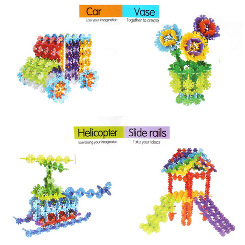 Extrokids Plastic Building Snowflake Shape Blocks Toys, Multicolour - EKR0209