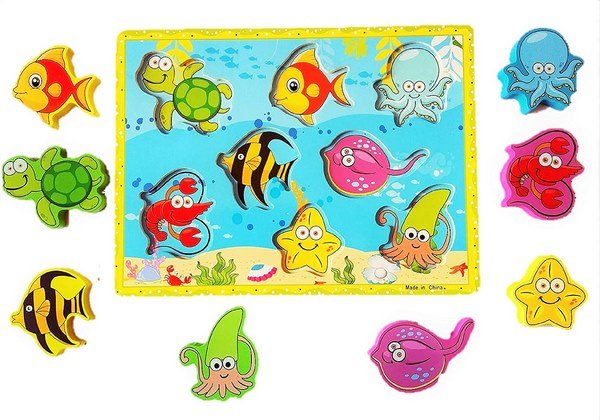 Extrokids Montessori Learning Wooden Puzzle Sea Animals - EKR0214