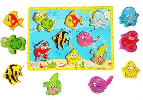 Extrokids Montessori Learning Wooden Puzzle Sea Animals - EKR0214
