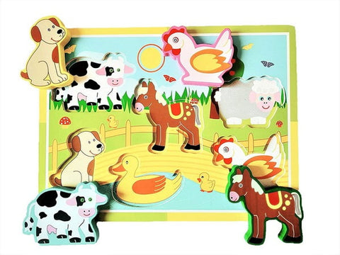 Extrokids Montessori Learning Wooden Puzzle Farm Animals - EKR0216