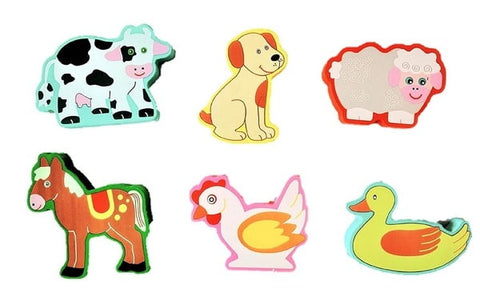 Extrokids Montessori Learning Wooden Puzzle Farm Animals - EKR0216