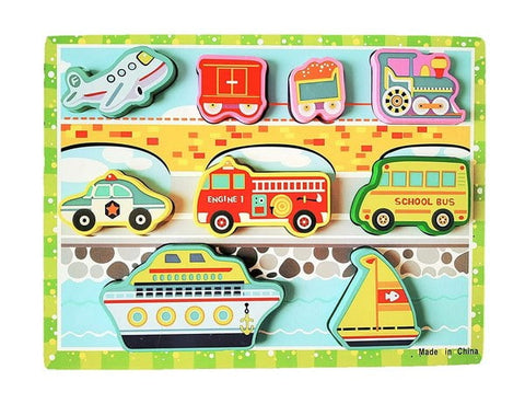 Extrokids Montessori Learning Wooden Puzzle Vehicle - EKR0219