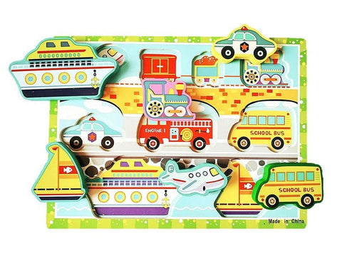 Extrokids Montessori Learning Wooden Puzzle Vehicle - EKR0219