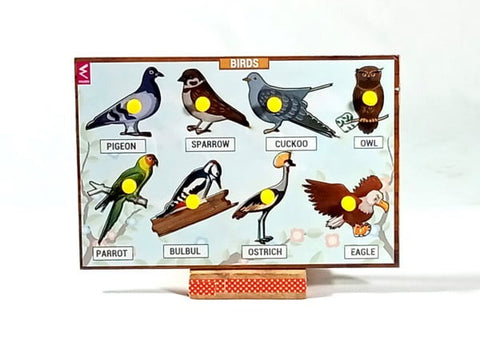 Extrokids Wooden Birds Learning Kknob Educational tray -Economy-9*6 inch -  EKSD0033