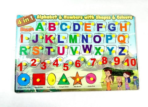 Extrokids Wooden 4 in 1 Alphabets & Numbers With Shapes & Colours -  EKSD0047