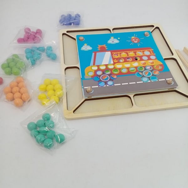 Wooden Clip Bead Stacking Learning Toy - EKSD0128