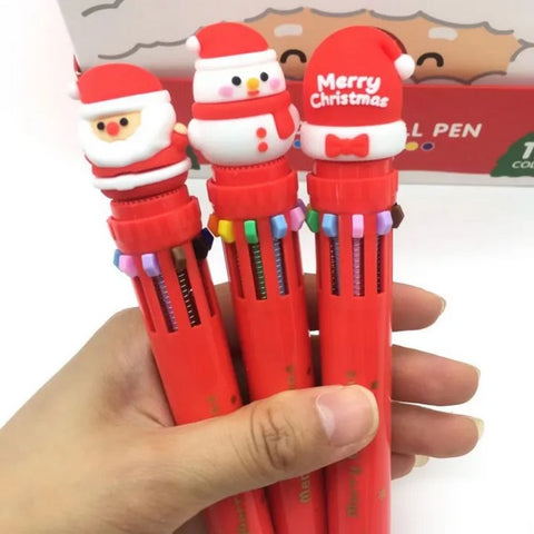 Merry Cristmas 10 Colour Ball Pen 1Pc Random Design Will Be Shipped - EKSS0022