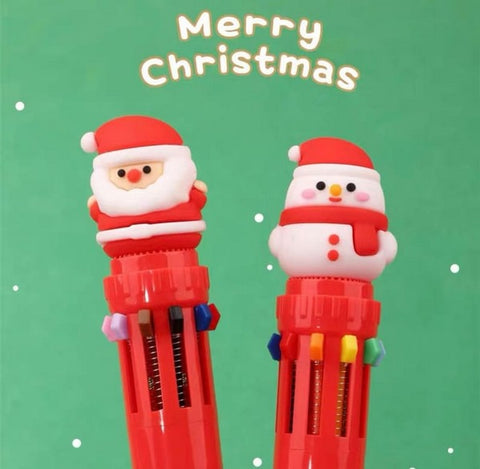 Merry Cristmas 10 Colour Ball Pen 1Pc Random Design Will Be Shipped - EKSS0022