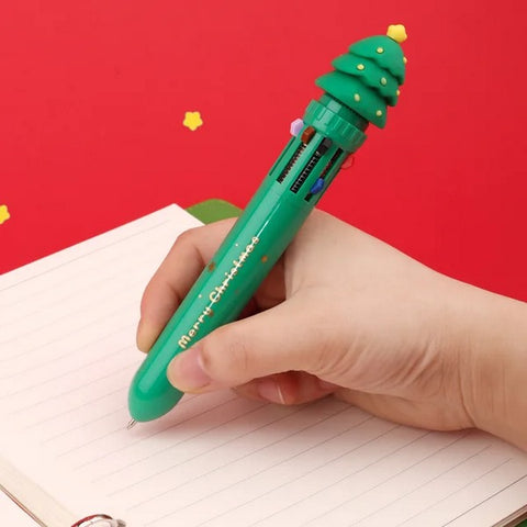 Merry Cristmas 10 Colour Ball Pen 1Pc Random Design Will Be Shipped - EKSS0022