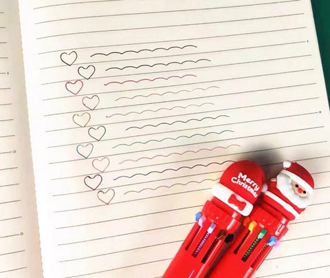 Merry Cristmas 10 Colour Ball Pen 1Pc Random Design Will Be Shipped - EKSS0022