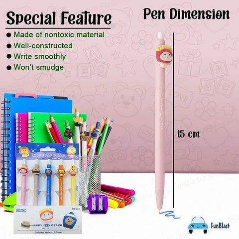 Happy Fat Otaku 5Pc Gel Pen - EKSS0031
