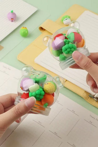 Cute 3D Eraser Vegetables Theme 12 In 1 Box - EKSS0047