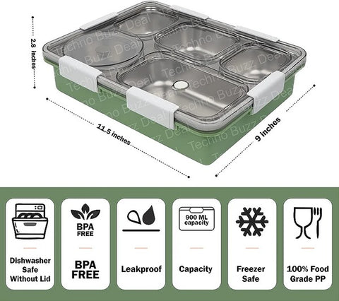 Lunch Box Stainless Steel Green - EKSS0088