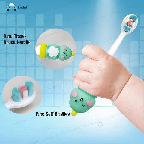Soft Bristle Cartoon Tooth Brush Dino Mint Green  - EKSS0095