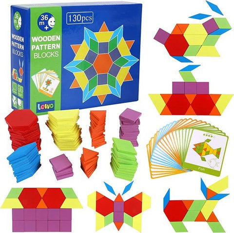 Creative wooden Pattern Blocks - 130pcs - Diamond Shapes - EKT0737