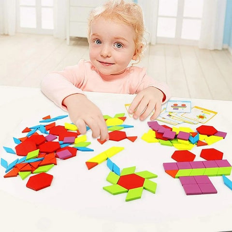 Creative wooden Pattern Blocks - 130pcs - Diamond Shapes - EKT0737