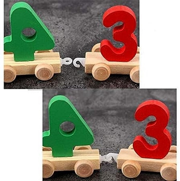 Wooden Train Educational Model Vehicle Toys Vehicle Pattern 0 to 9 Number, Educational Learning Toy - EKT1452