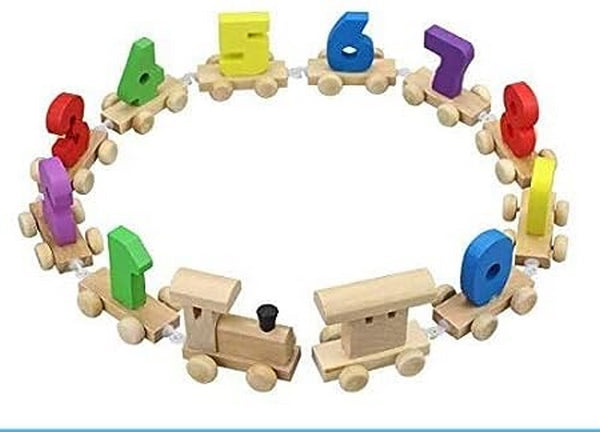 Wooden Train Educational Model Vehicle Toys Vehicle Pattern 0 to 9 Number, Educational Learning Toy - EKT1452