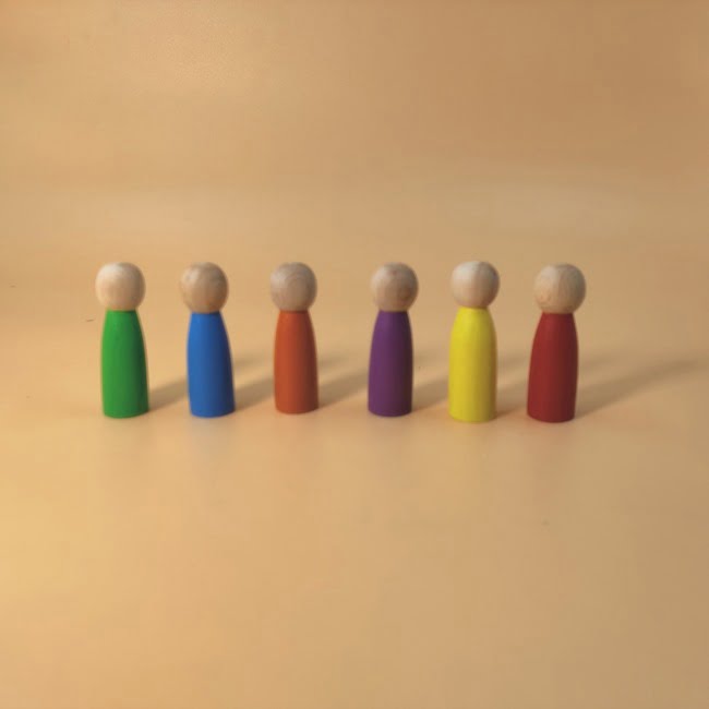 Extrokids 6 pcs Rainbow Peg Dolls Set EKT1489