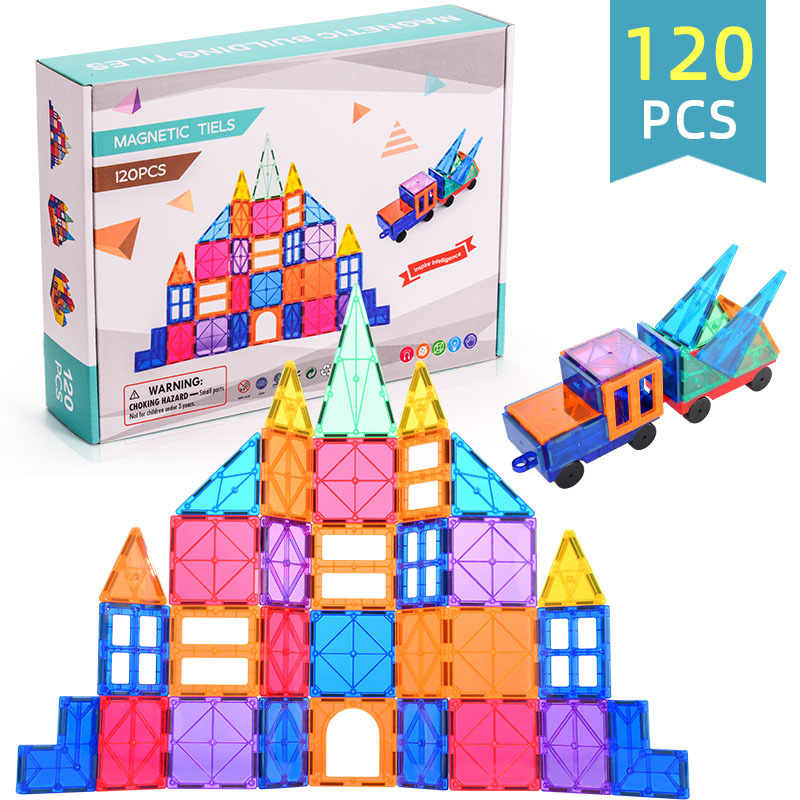 Extrokids Magnetic Tiles Building Blocks 120 Pcs - EKT1844