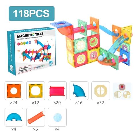 Extrokids Magnetic Tiles Pipeline Building Blocks 118 Pcs - EKT1845