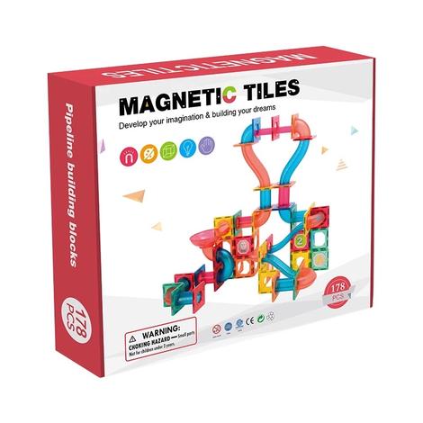 Extrokids Magnetic Tiles Pipeline Building Blocks 178 Pcs - EKT1846