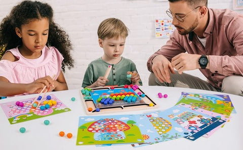 Extrokids Interesting Wooden Clip Bead Stacking Learning Toy - EKT1851