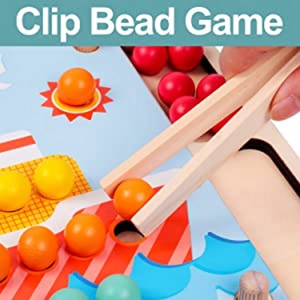Extrokids Interesting Wooden Clip Bead Stacking Learning Toy - EKT1851