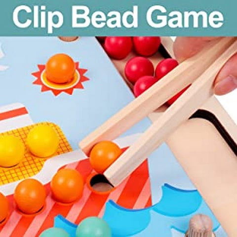 Extrokids Interesting Wooden Clip Bead Stacking Learning Toy - EKT1851