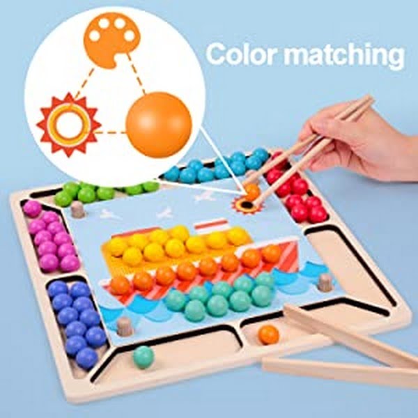 Extrokids Interesting Wooden Clip Bead Stacking Learning Toy - EKT1851