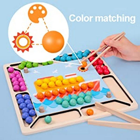 Extrokids Interesting Wooden Clip Bead Stacking Learning Toy - EKT1851