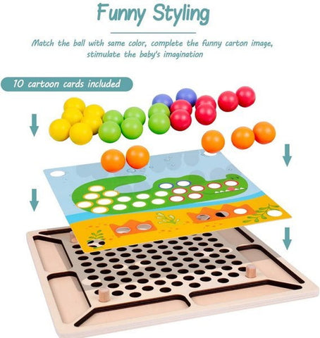 Extrokids Interesting Wooden Clip Bead Stacking Learning Toy - EKT1851