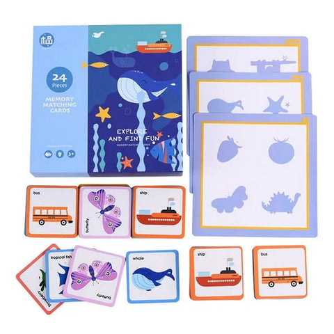 Extrokids Montessori Teaching Wooden Shadow Matching Game Graphics Card - EKT1860